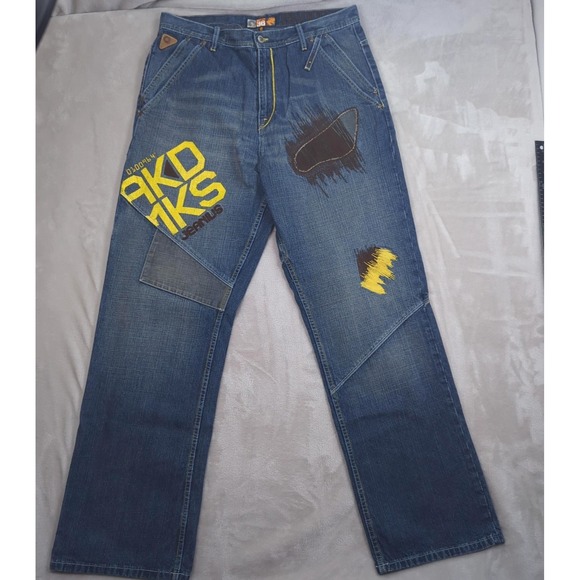 Akademiks Other - Akademiks Jeans Mens 36 Blue‎ AKDMKS Patchwork Distressed Hip Hop Streetwear